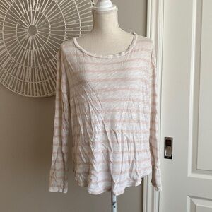 Joe Fresh - Soft Knit Long Sleeve White & Blush Pink Sweater​​​​​​​​​​​